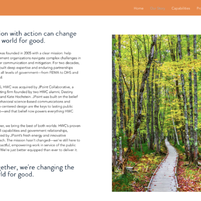 A screenshot of the HWC website