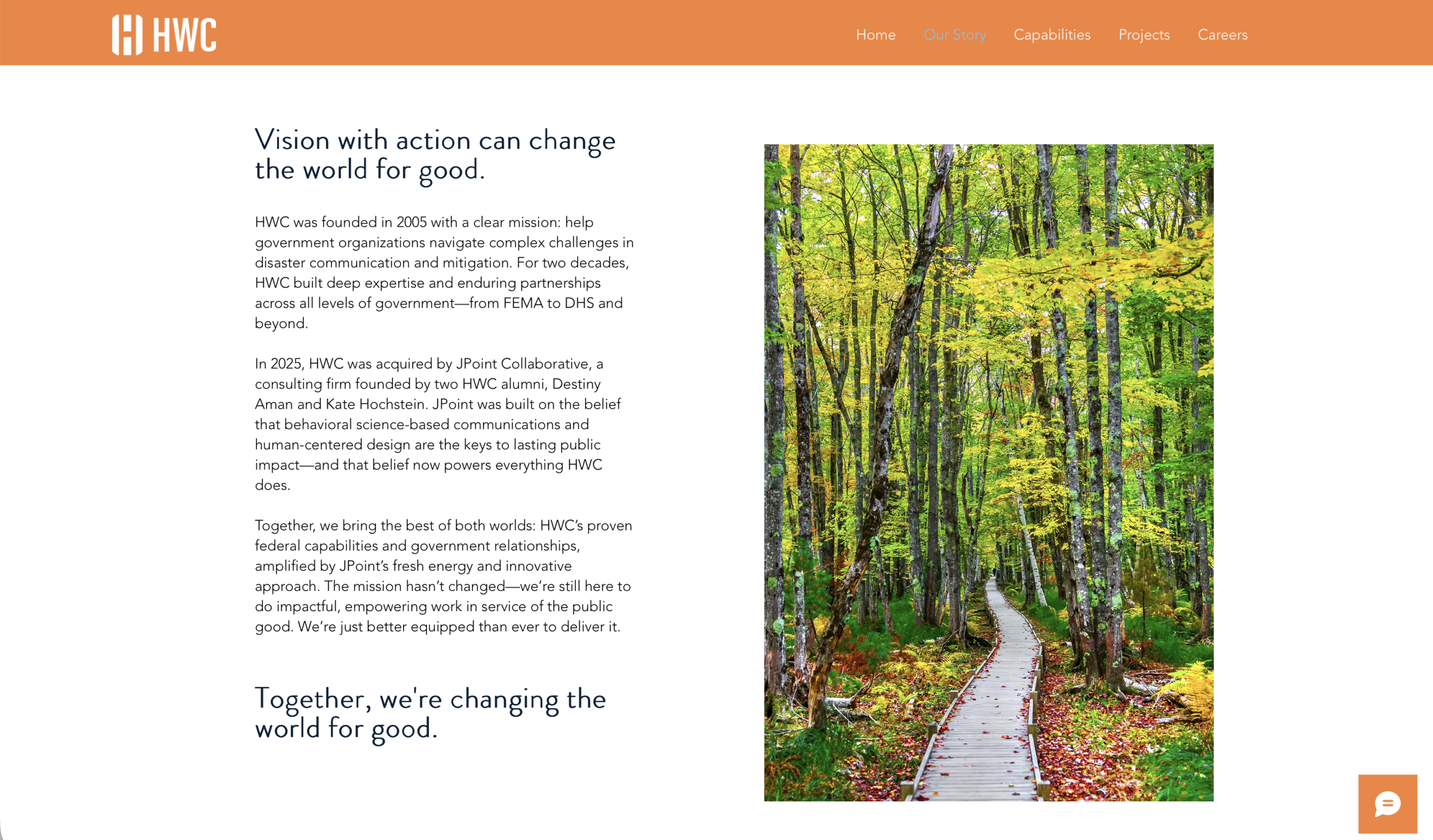 A screenshot of the HWC website